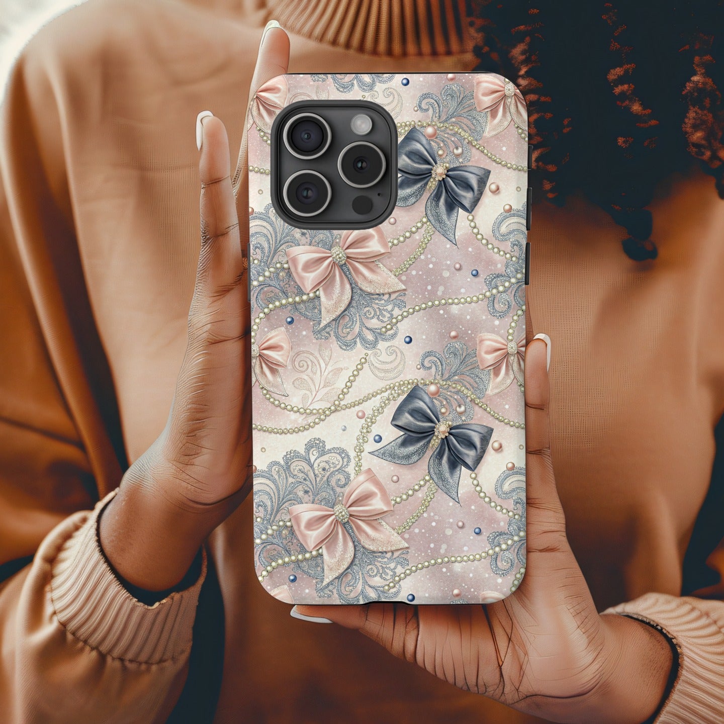 Elegant Floral Bows Design Decorative Phone Case Cover
