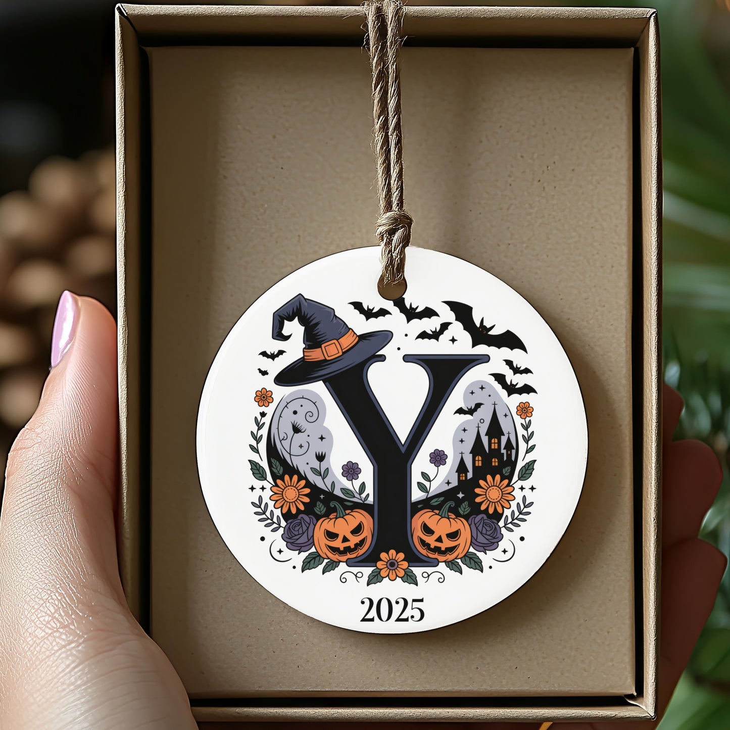Halloween Personalized Monogram 2025 Ornament product type