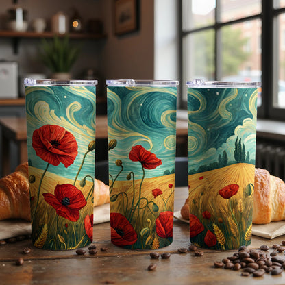 Starry Sky Poppy Field Art Travel Tumbler product