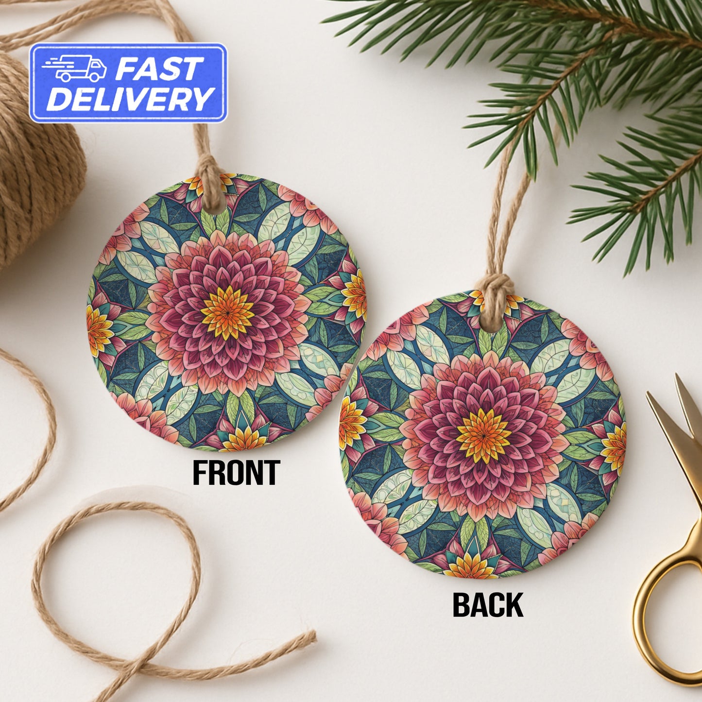 Fast Delivery Bright Floral Design Hanging Ornament