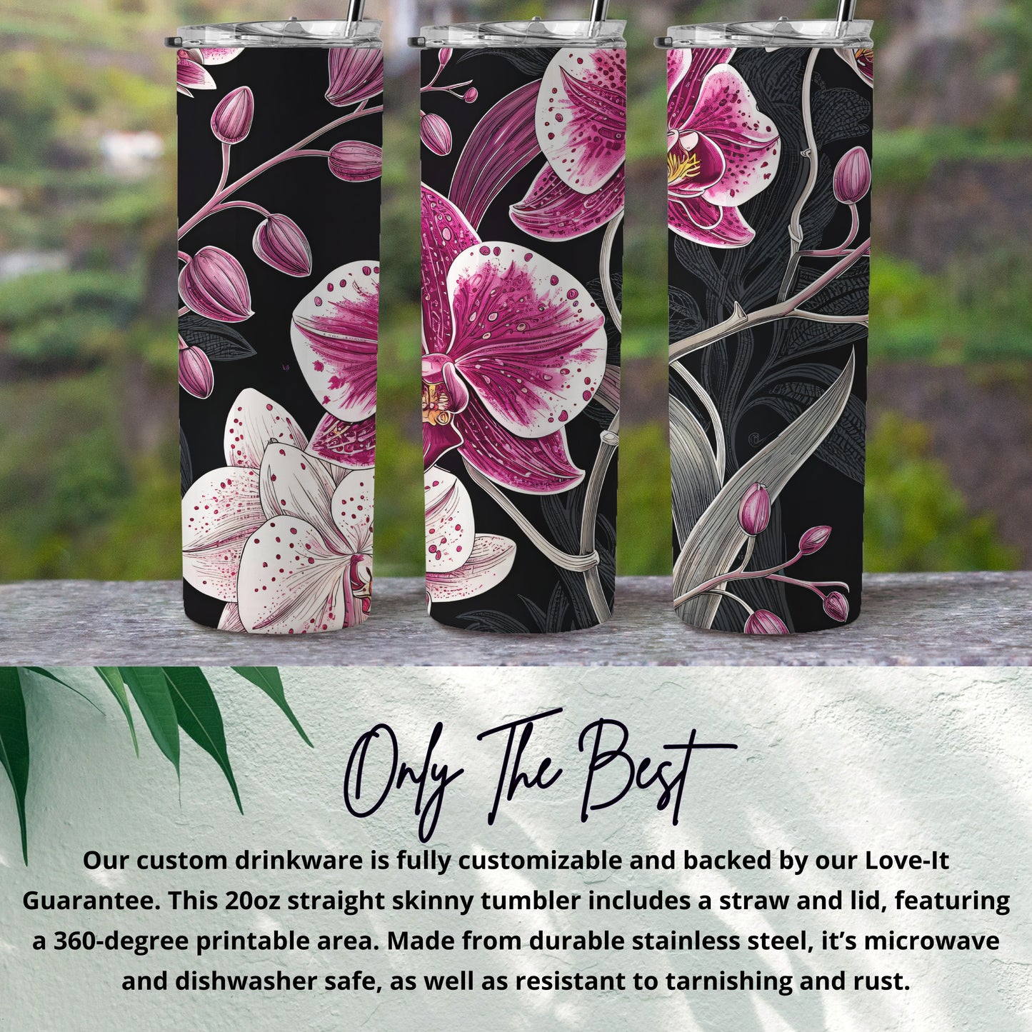 Floral Design 20oz Straight Skinny Tumbler Drinkware