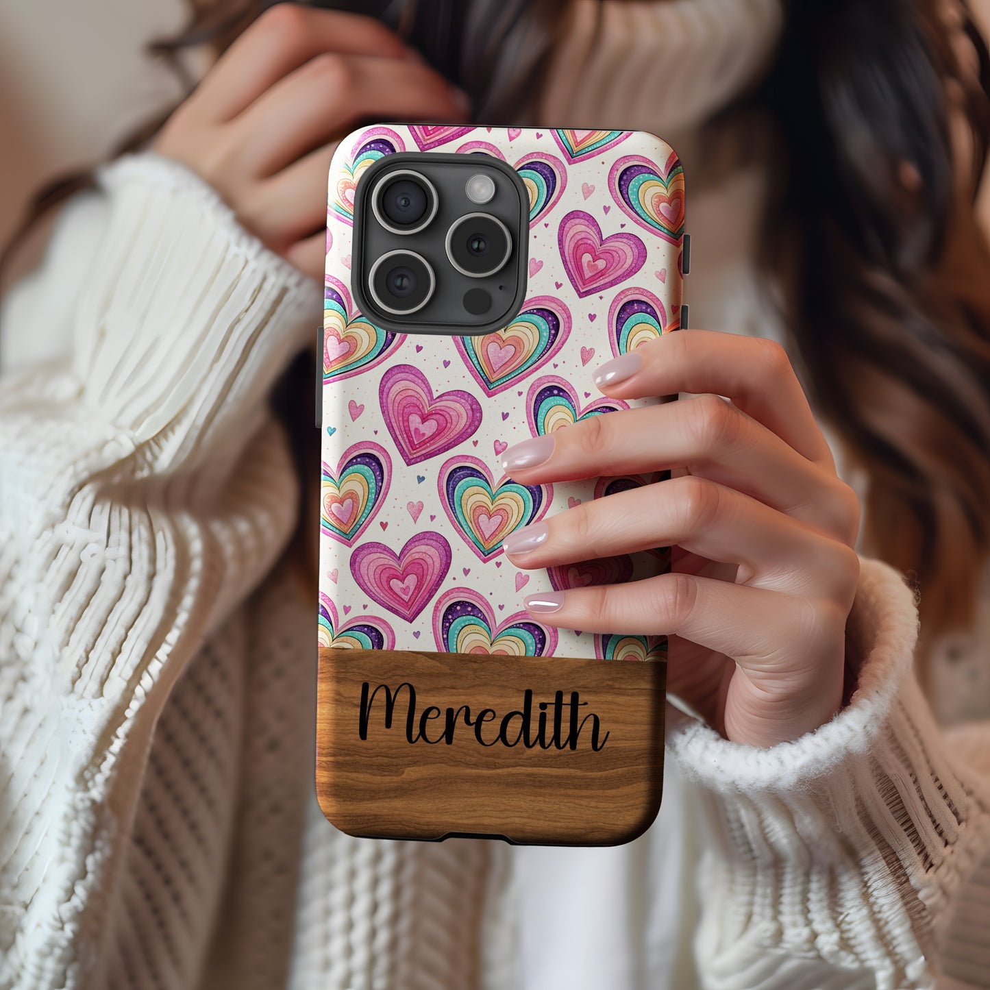 Heart Pattern with Custom Name Valentines Day Gift Custom Phone Case - Walk Greener