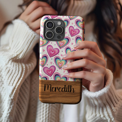 Heart Pattern with Custom Name Valentines Day Gift Custom Phone Case - Walk Greener