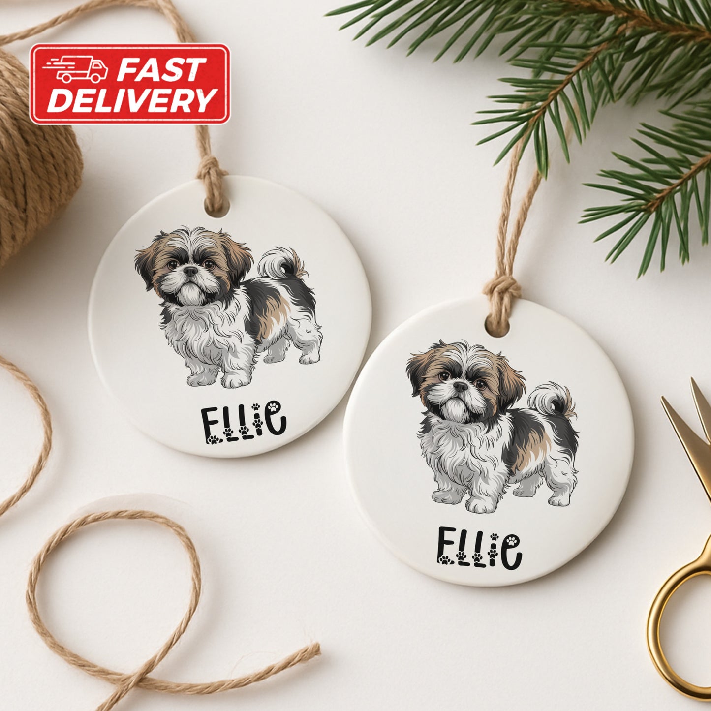 Personalized Shih Tzu Dog Christmas Ornament product