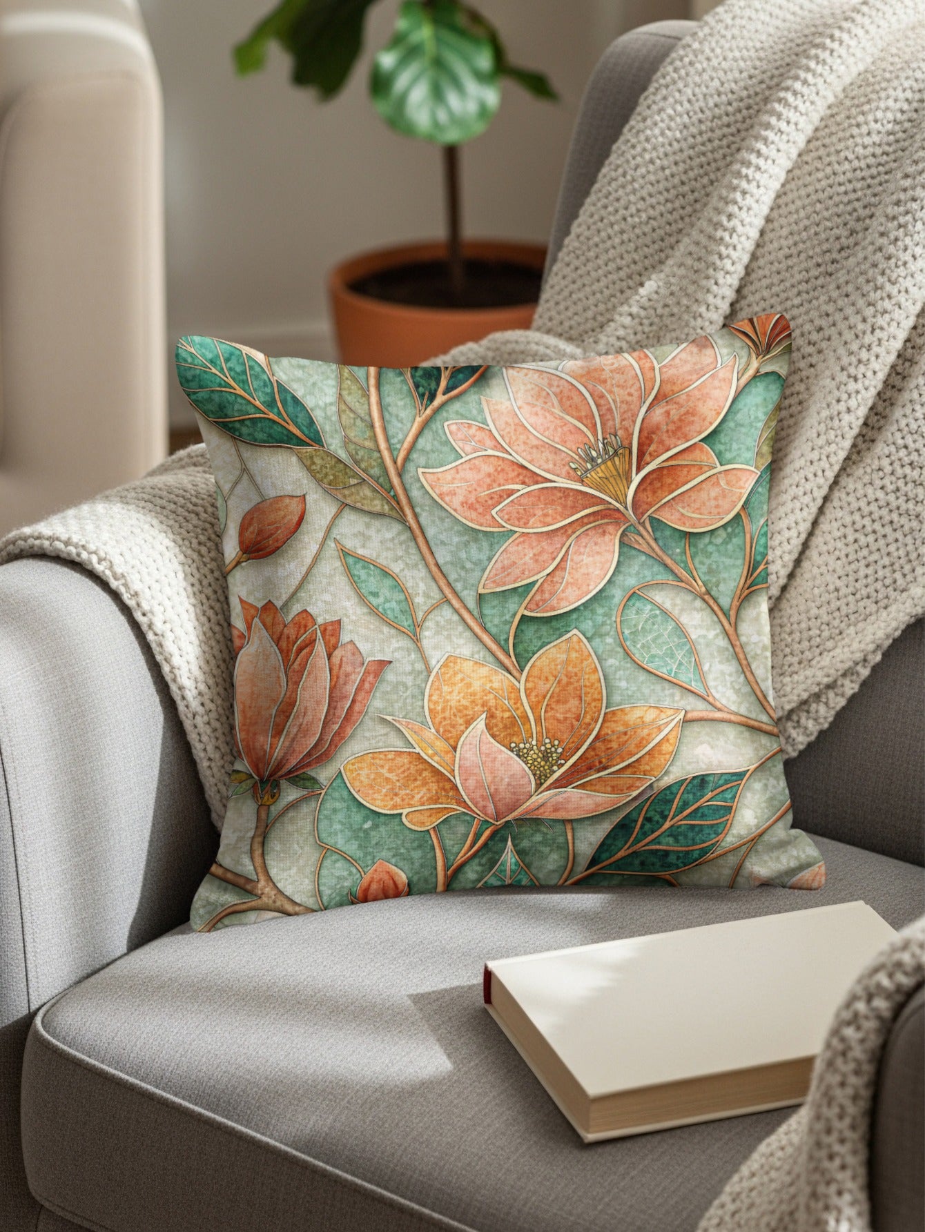 Elegant Floral Design Throw Pillow for Home Decor