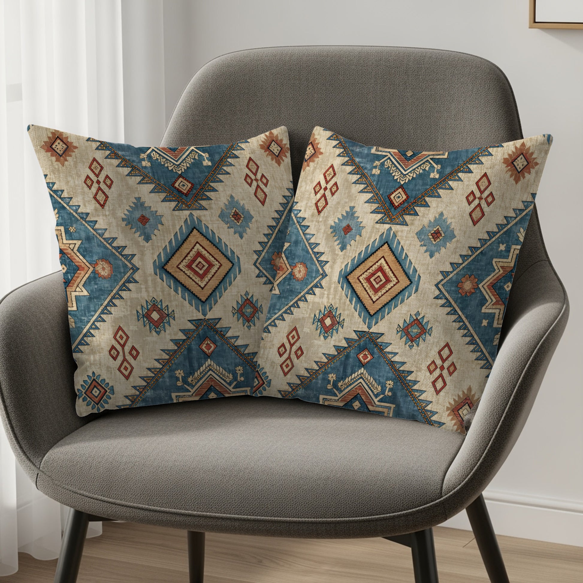 Geometric Patterned Decorative Pillow Set for Sofa