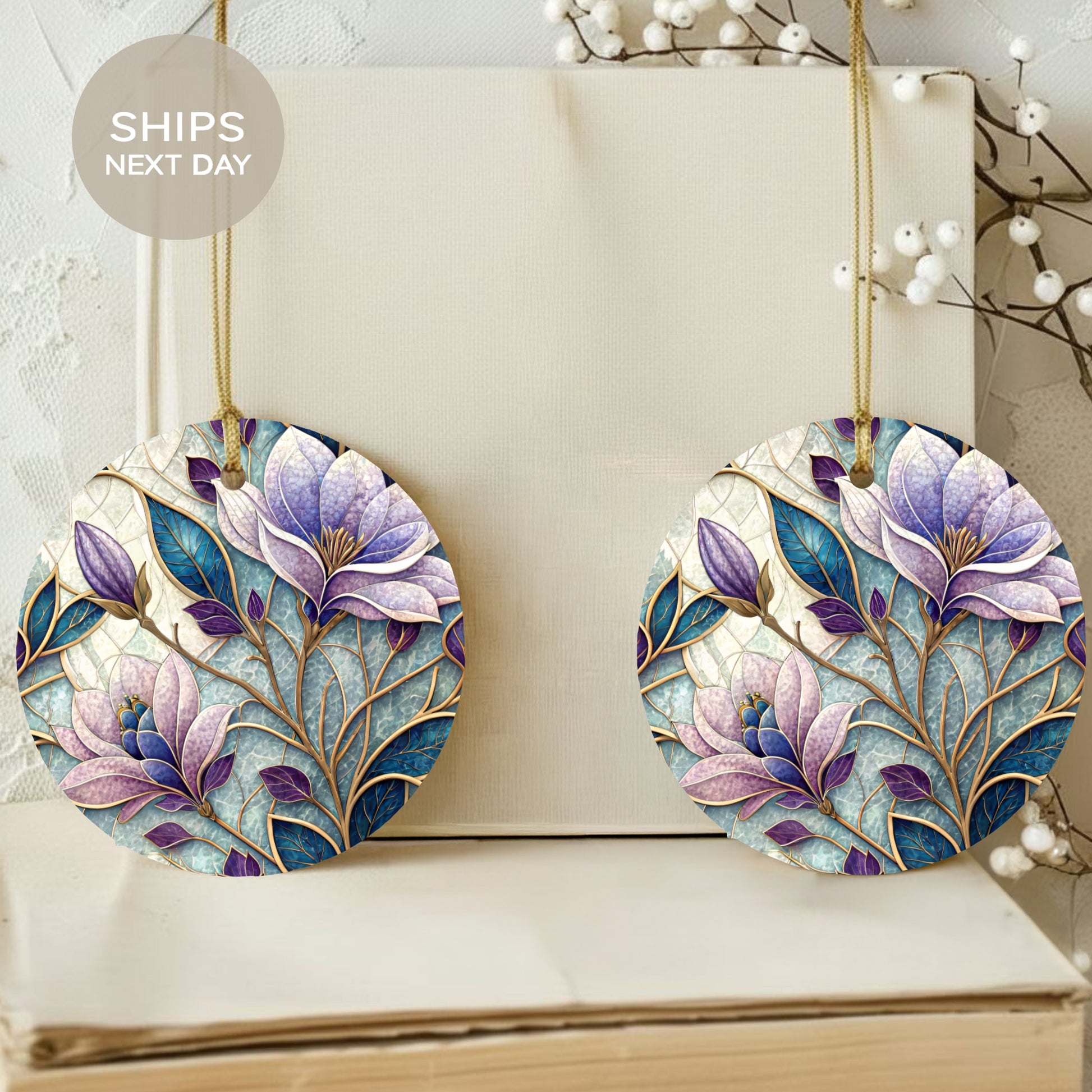 Elegant Floral Design Round Hangings Ships Next Day Ornaments