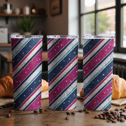 Stripped Stars Pattern Blue and Pink Design Tumbler - Walk Greener