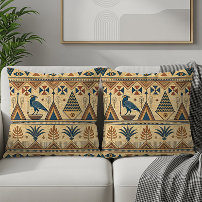 Egyptian Pharaohs Ancient Symbols Geometric Motifs Pillows & Pillow Cases - Walk Greener