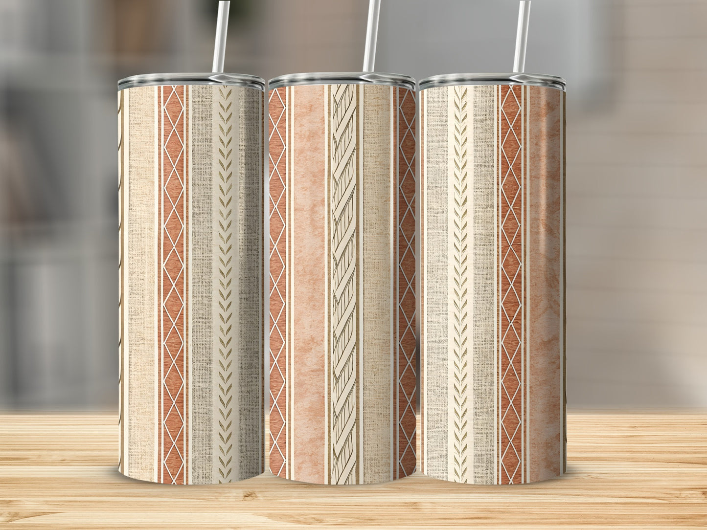 Rustic Earth Tone Geometric Design Insulated Tumbler