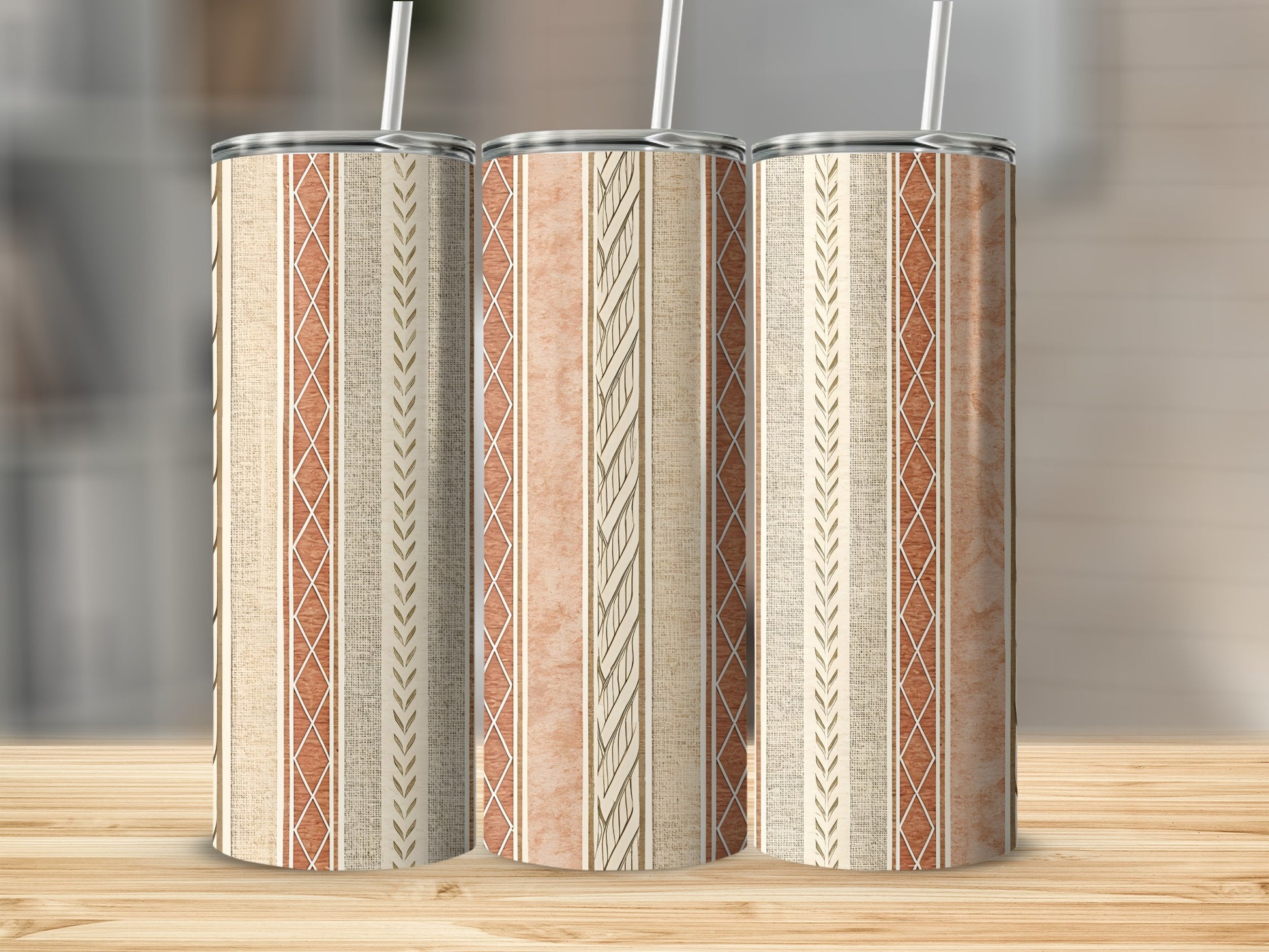 Rustic Earth Tone Geometric Design Insulated Tumbler