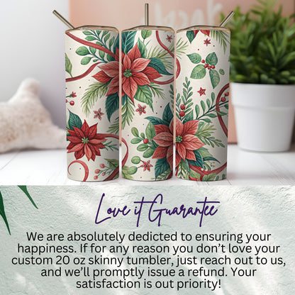 Festive Floral Design Custom 20 oz Skinny Tumbler