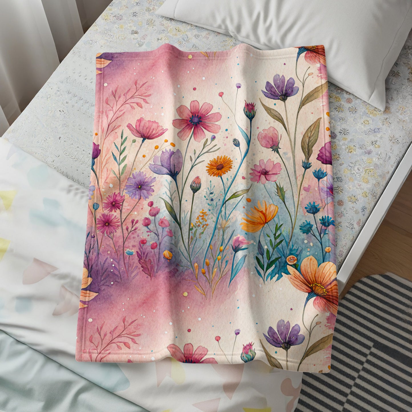 Watercolor Floral Garden Scene Artistic Design - Walk Greener