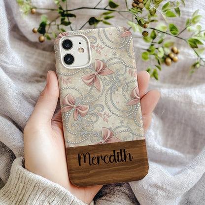 Personalized Floral and Bow Design iPhone Case