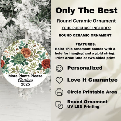 More Plants Please Circle Round Ceramic Ornament product type