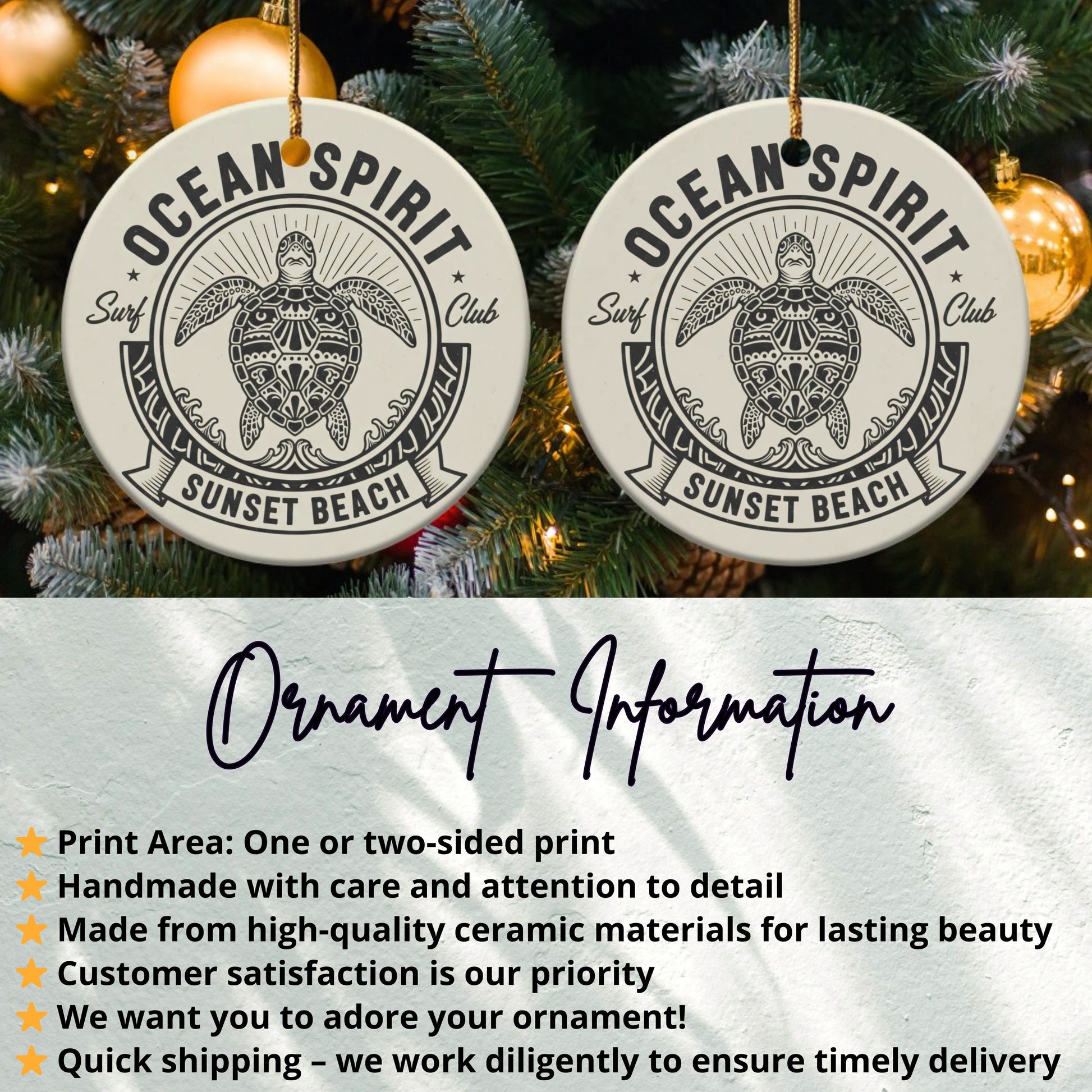 Ocean Spirit Sunset Beach Surf Club Ornament product