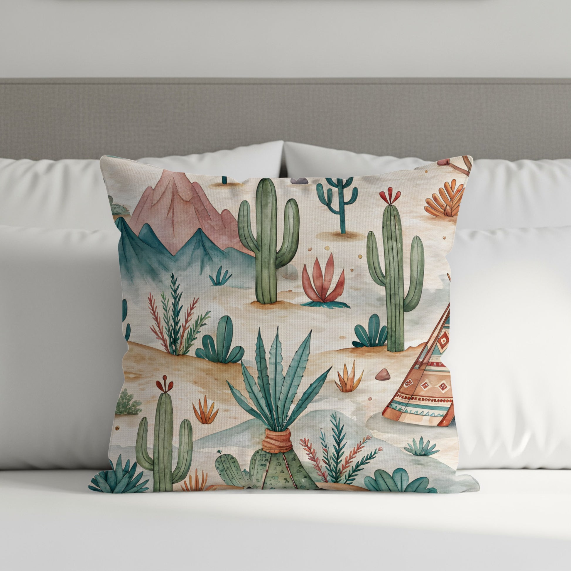 Cactus and Desert Scene Decorative Pillow Cover