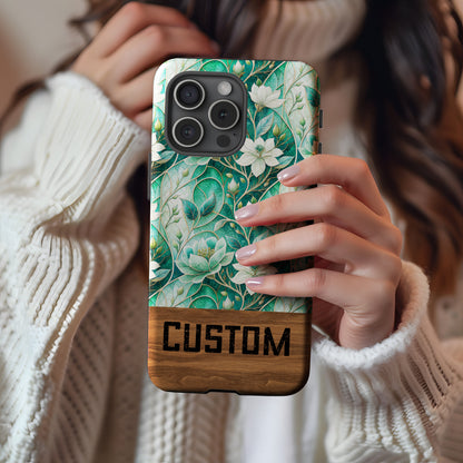 Custom Floral and Wood Design Phone Case for iPhone
