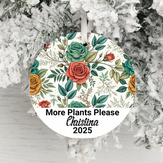 Floral Personalized More Plants Please Ornament product