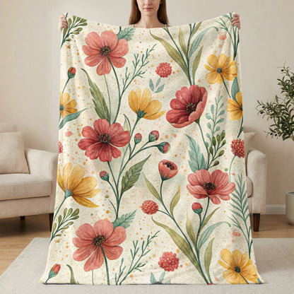 Watercolor Floral Pattern of Red and Yellow Flowers - Walk Greener
