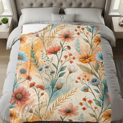 Watercolor Floral Pattern with Flowers and Leaves Design - Walk Greener