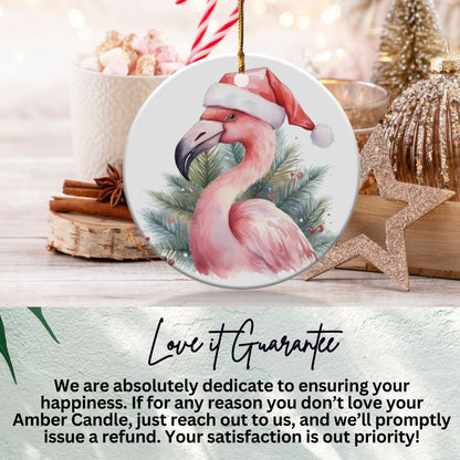 Christmas Flamingo With Santa Hat Ornament product type