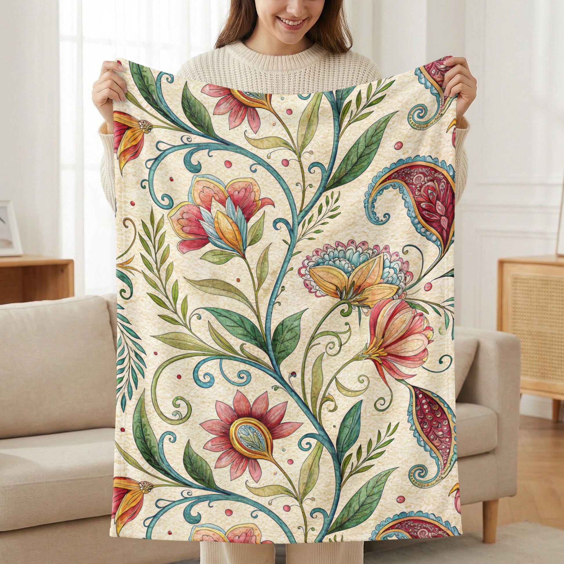 Exotic Floral Delight a Unique Pattern Velveteen Plush Blankets - Walk Greener