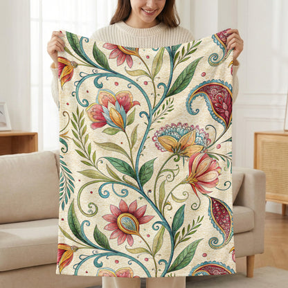 Exotic Floral Delight a Unique Pattern Velveteen Plush Blankets - Walk Greener