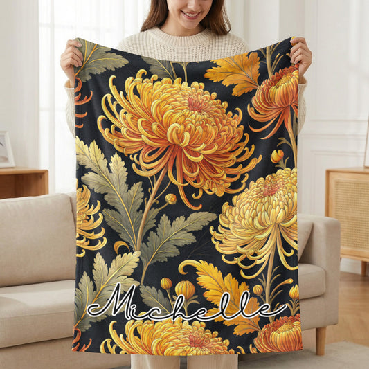Personalized Floral Blanket with Custom Name Michelle