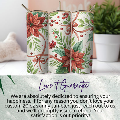 Custom 20 oz Skinny Tumbler with Beautiful Floral Design