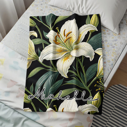 Personalized Floral Michelle Design Plush Blanket