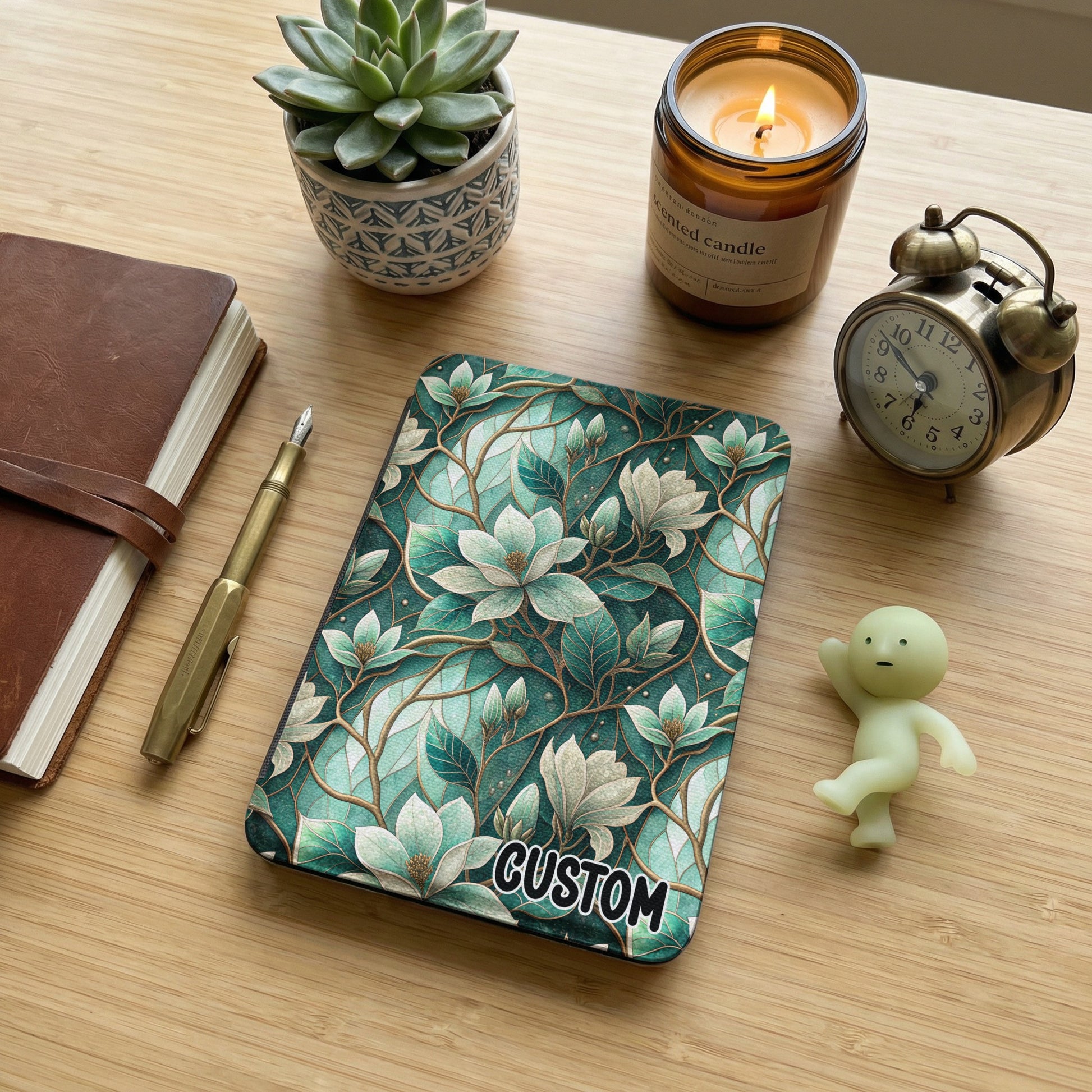 Floral Patterned Customizable Notebook with Succulent Design