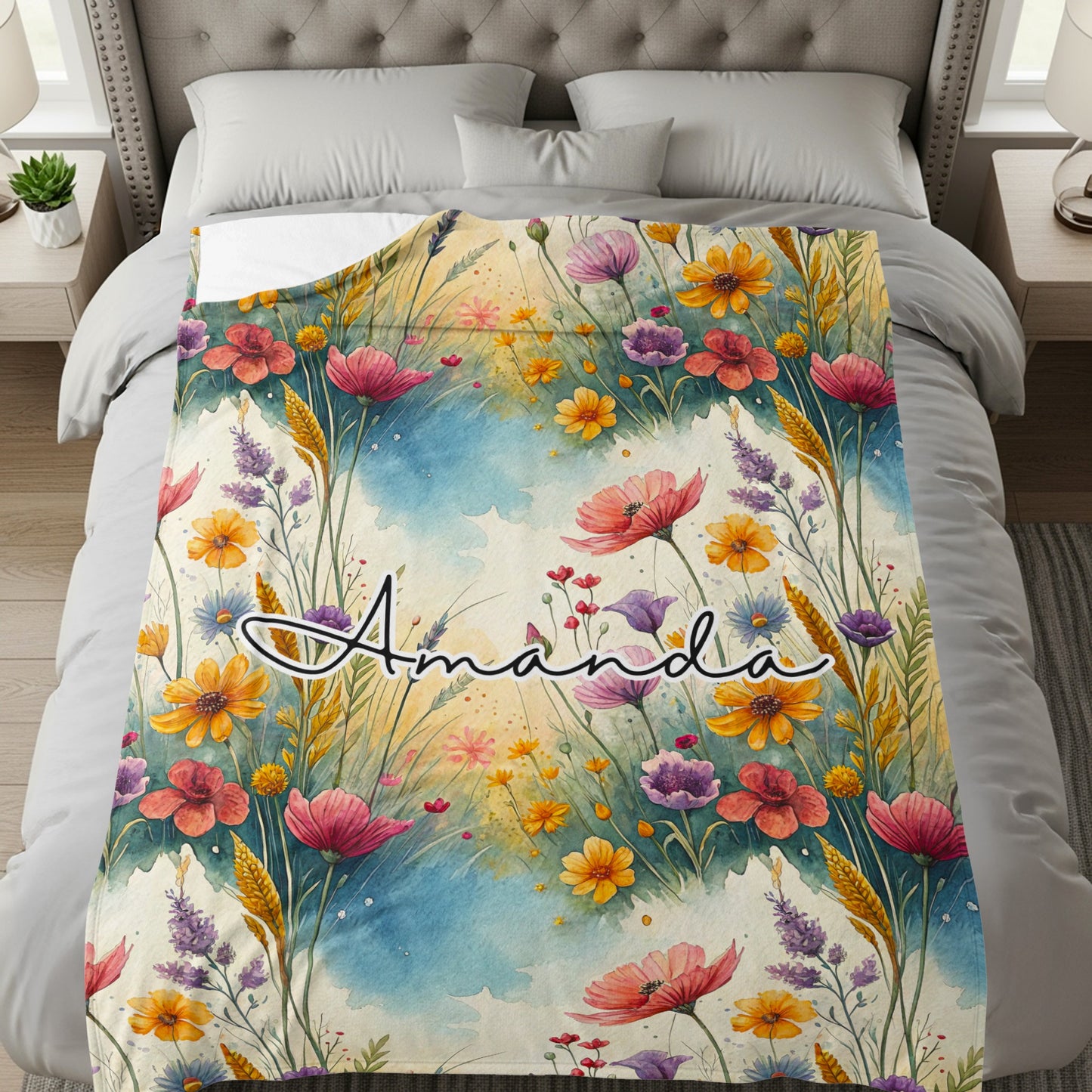Personalized Floral Amanda Design Bedding Cover