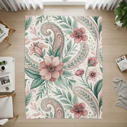Floral Paisley Art Nouveau Design Pattern Pink and Green - Walk Greener