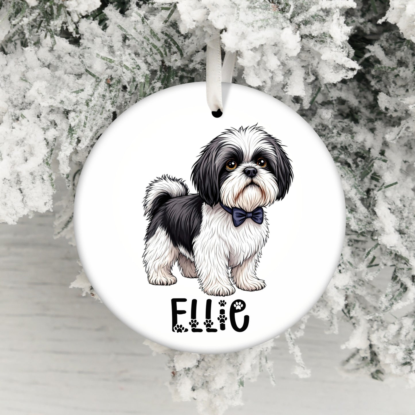 Personalized Dog Illustration Christmas Ornament product type