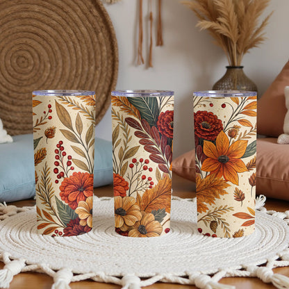 Autumn Floral Pattern Insulated Tumbler Drinkware