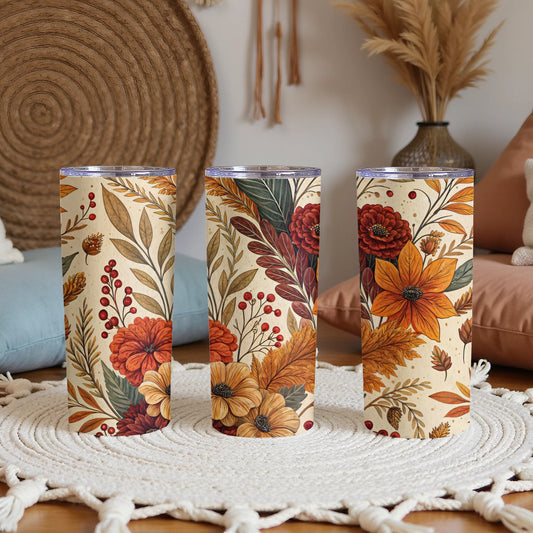 Autumn Floral Pattern Insulated Tumbler Drinkware