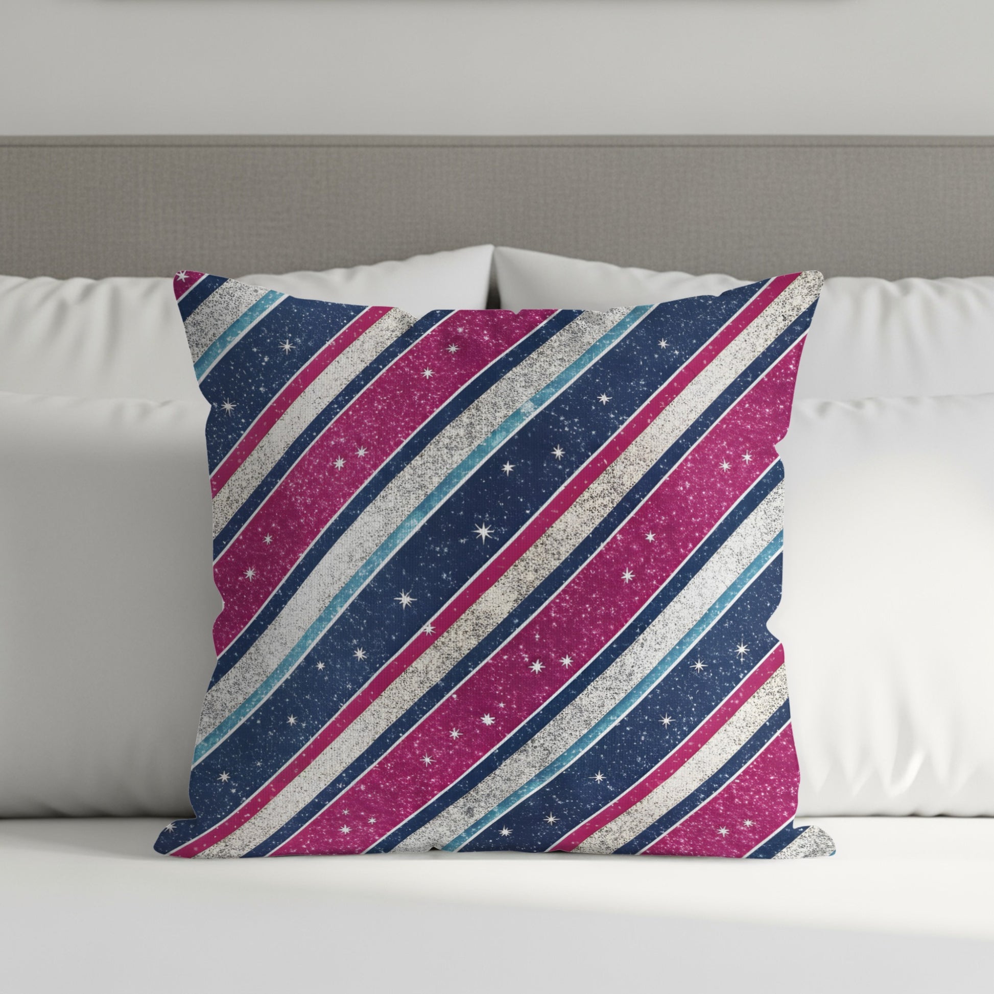 Colorful Striped Pillow with Stars Design Home Product