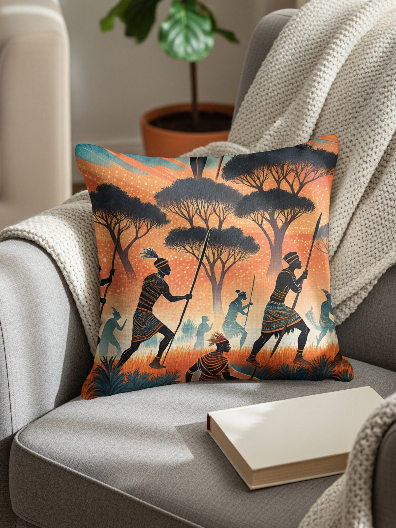 African Tribal Art Design Decorative Pillow Cushion