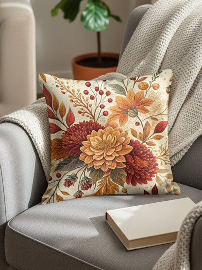 Autumn Floral Pattern Throw Pillow for Cozy Home Decor