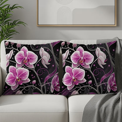 Elegant Orchid Design Throw Pillow Set Floral Décor