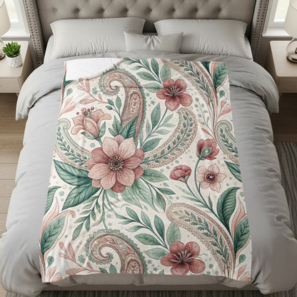 Floral Paisley Art Nouveau Design Pattern Pink and Green - Walk Greener
