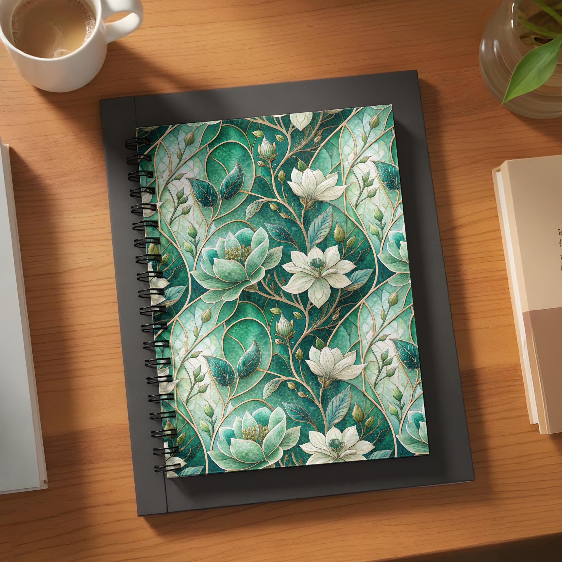 Elegant Floral Spiral Bound Journal for Daily Notes