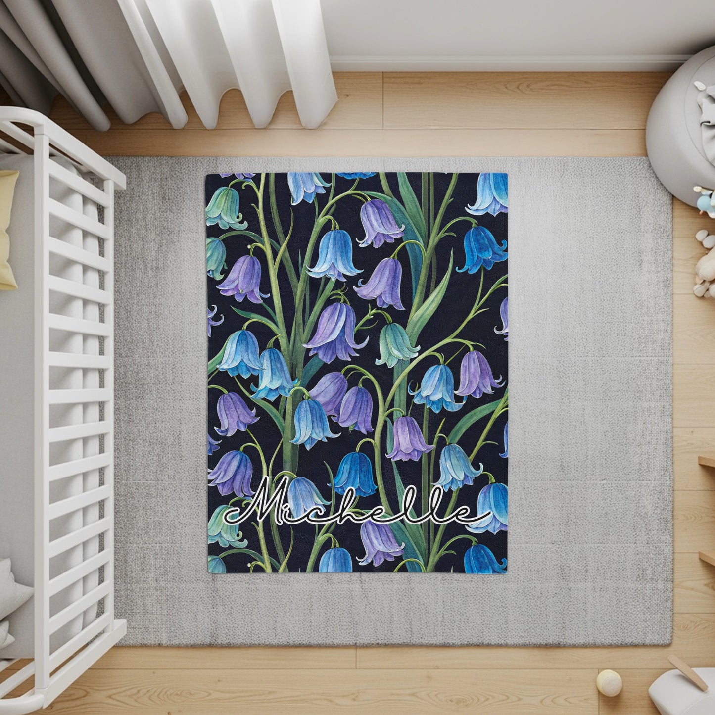 Michelle Personalized Blue and Purple Floral Rug
