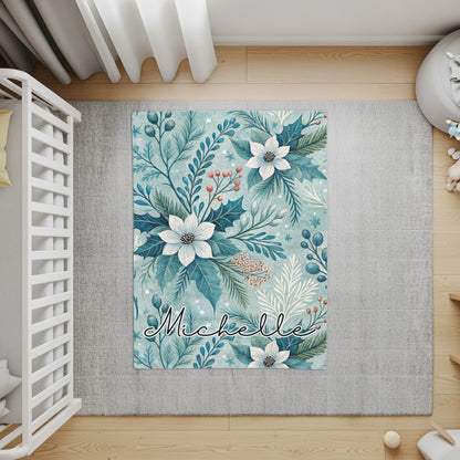 Personalized Floral Baby Name Nursery Decor Rug