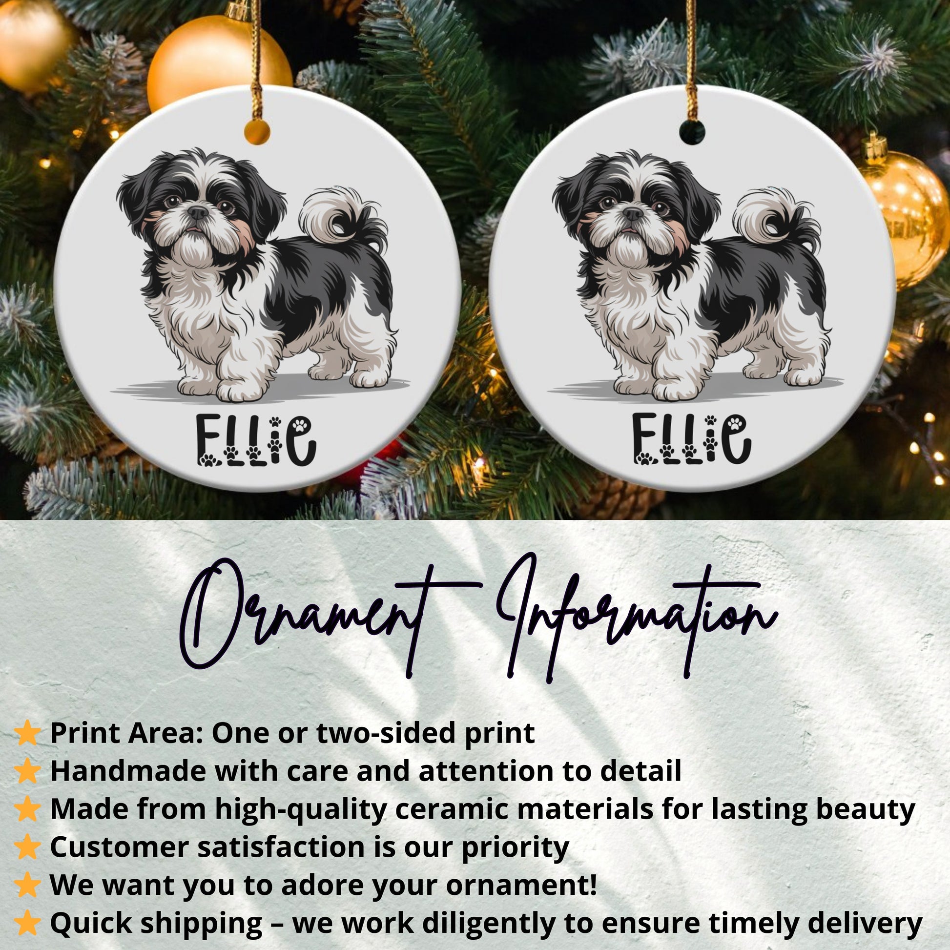 Personalized Shih Tzu Christmas Ornament product
