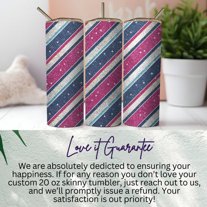Stripped Stars Pattern Blue and Pink Design Tumbler - Walk Greener