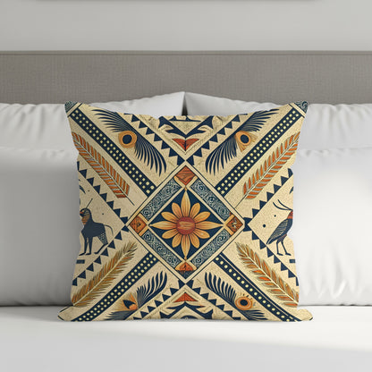 Stylish Decorative Pillow with Tribal Geometric Patterns