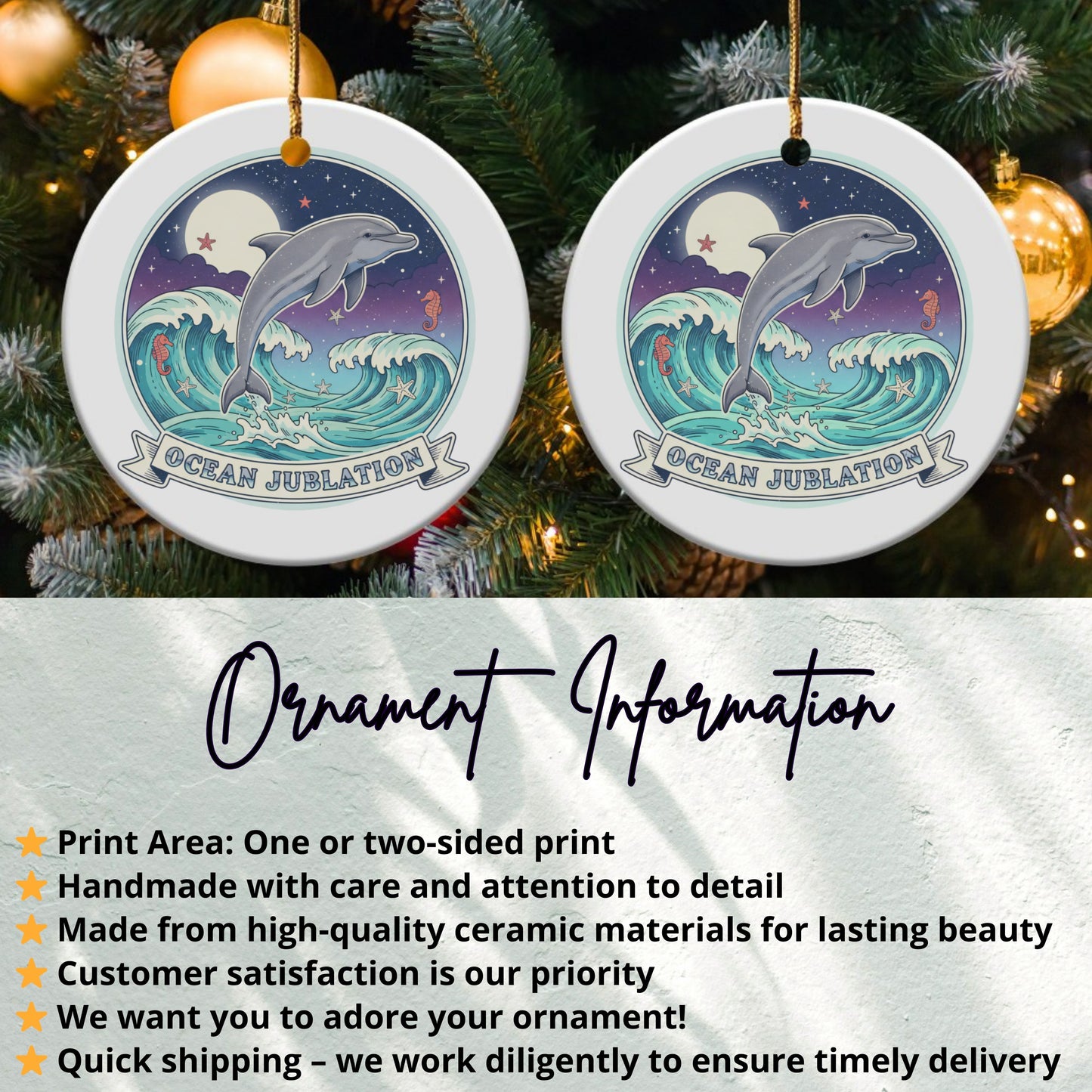 Ocean Jubilation Round Christmas Ornament product