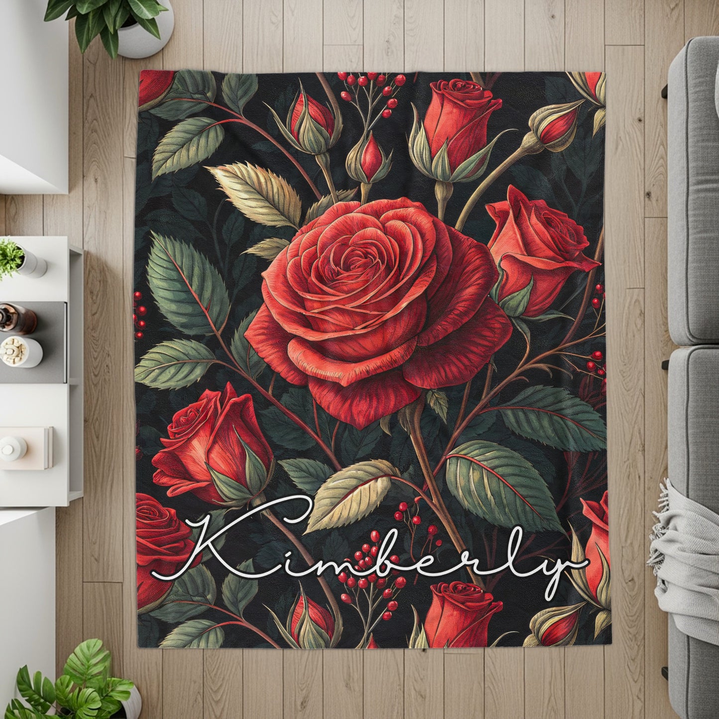 Elegant Roses and Leaves Custom Name Floral Pattern - Walk Greener